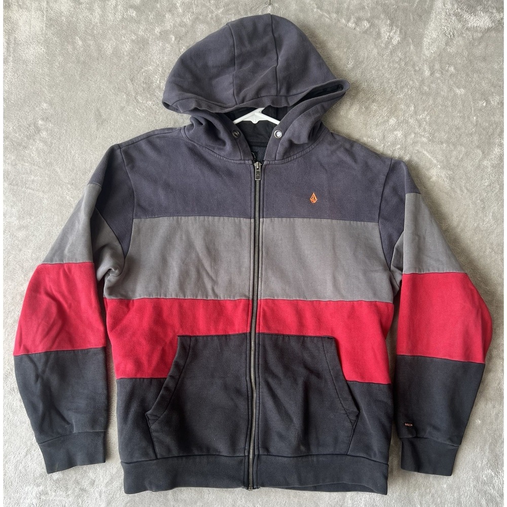 Volcom Hoodie Stoneage Men's SZ M Sweater Sweatshirt stripes full zip skateboard